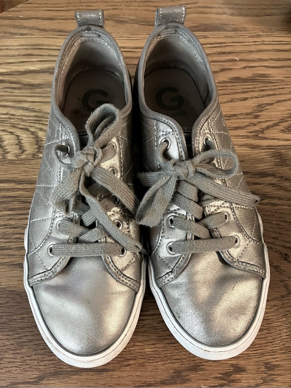 Guess Metallic Silver Low-Top Sneakers